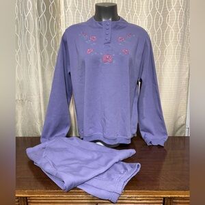 VTG Blair Cottagecore Grandmacore violet Floral Sweatshirt and Pants Set